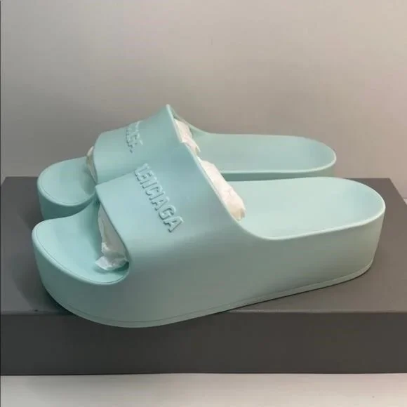 New Authentic Balenciaga Mint Green Slides Women Sandals display picture 1